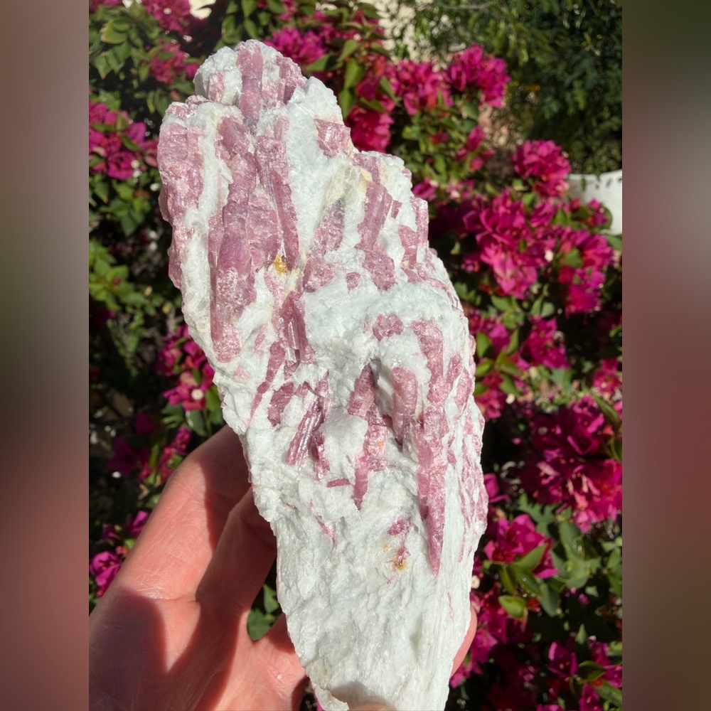 Pink Tourmaline in Quartz on Stand - Picture 6 of 9